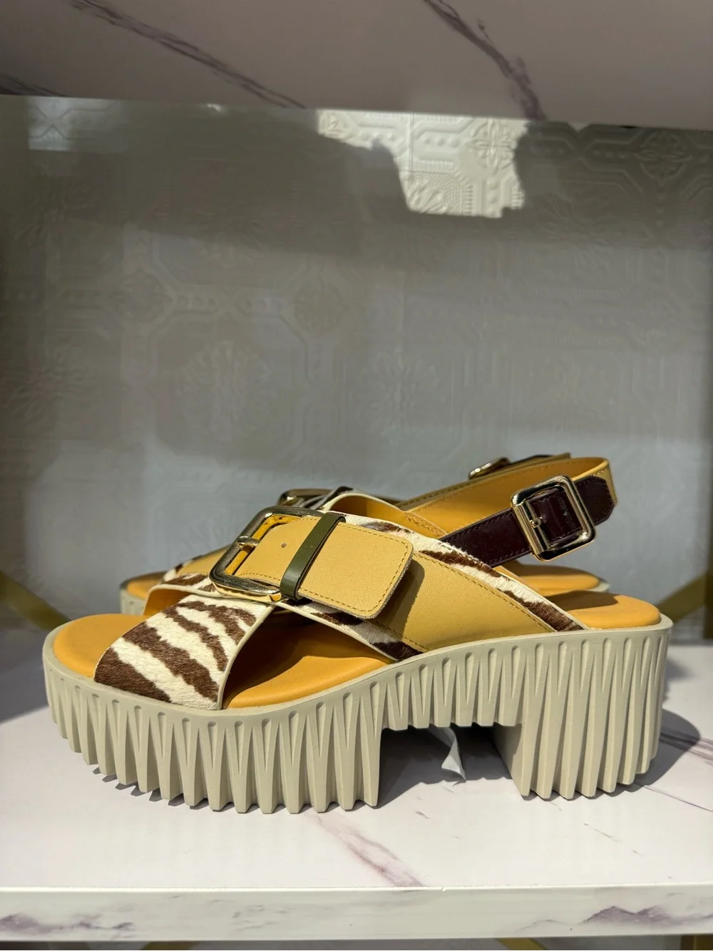 4ccccees Pila Juno - Zebra-Print Platform Sandals  with Buckle Accent